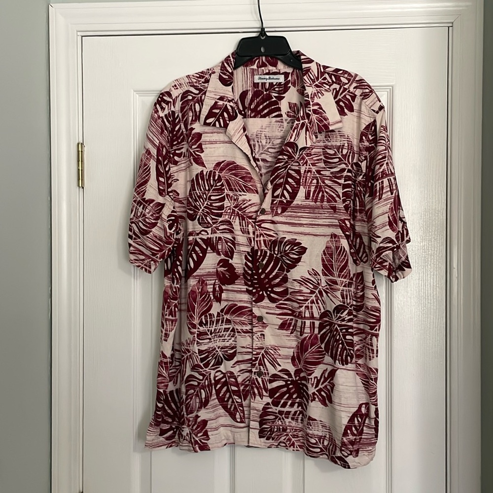 Tommy Bahama Palm Leaf Print Burgundy Men’s XL